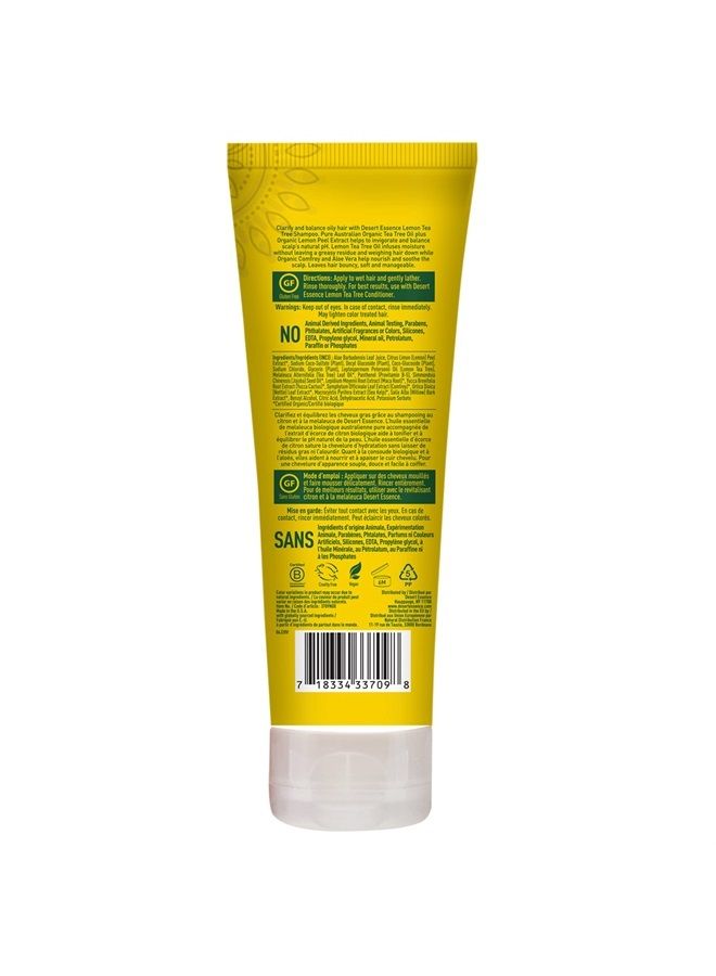 Desert Essence Lemon Tea Tree Shampoo, 8 fl oz - Gluten Free, Vegan, Paraben Free, Organic - Daily Use Clarifying Shampoo with Organic Tea Tree Oil plus Organic Lemon Peel Extract for pH Balance - Image 3