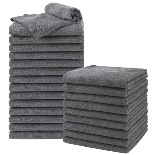 UNIMADE Salon Towels 24 Pack Super Soft Microfiber Gym Towels Highly Absorbent HairDrying Cloth for Gym Bath Spa Use and Home Beauty Care Grey 16x29 inch - Image 1