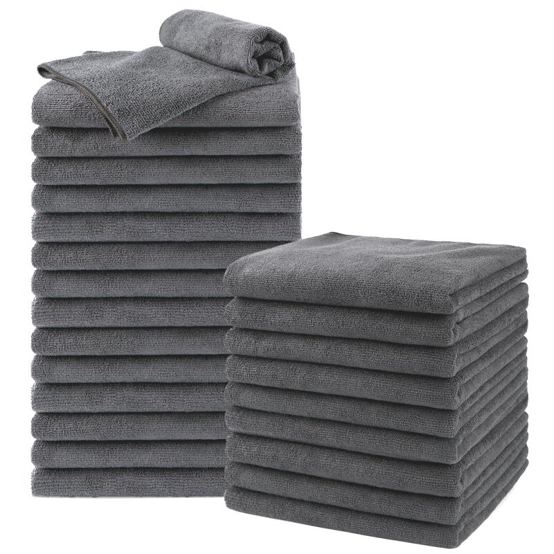 UNIMADE Salon Towels 24 Pack Super Soft Microfiber Gym Towels Highly Absorbent HairDrying Cloth for Gym Bath Spa Use and Home Beauty Care Grey 16x29 inch - Image 2