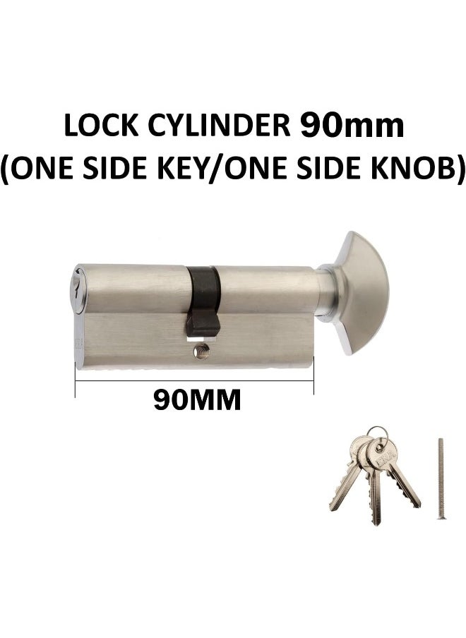 Biella Brass Cylinder Lock Barrel Profile Lock With 3 Keys Lock Anti-Rust Suitable For Wooden Doors, Aluminum Doors (Knob Type, 90Mm)  - Image 2