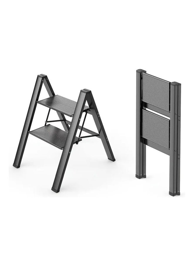 Sharpdo A strong and durable metal ladder with 2 steps made of aluminum alloys, featuring a foldable design with non-slip treads that can support a weight of 150 kg. It's easy to store and move with a space-saving design that requires no assembly, suitable for all household, commercial, kitchen, and office tasks. It's ideal for storing and cleaning plants; additionally, it can be used as a display unit or plant holder  - Image 1