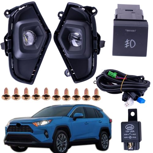 Prefer Warehouse One Set Fog Light Lamps + Covers + Switch + Brackets + Wiring Compatible With Toyota RAV4 2019-2024 Replaces TO1038223 TO1039223 TO1038225 TO1039225 TO2593142 TO2592142 (LED), BLACK - Image 1