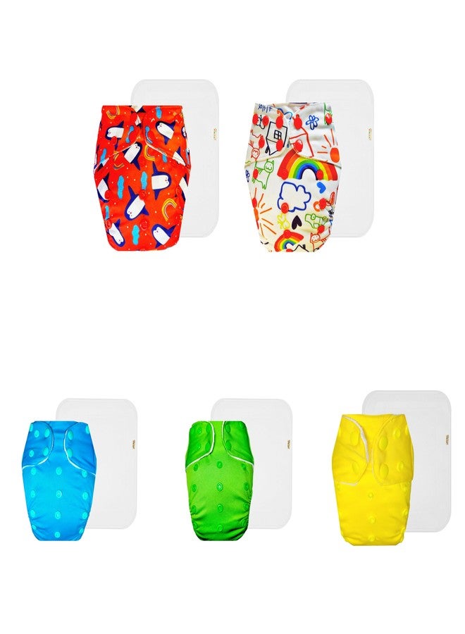 حفاضات دمبلدو القماشية الممتازة مع حشوة قطنية (عبوة من 5) | ناعمة ولطيفة | وسادة ماصة من 6 طبقات | سهلة التنظيف | ضرورية للاستخدام اليومي | من 3 أشهر إلى 3 سنوات | للجنسين - Image 1