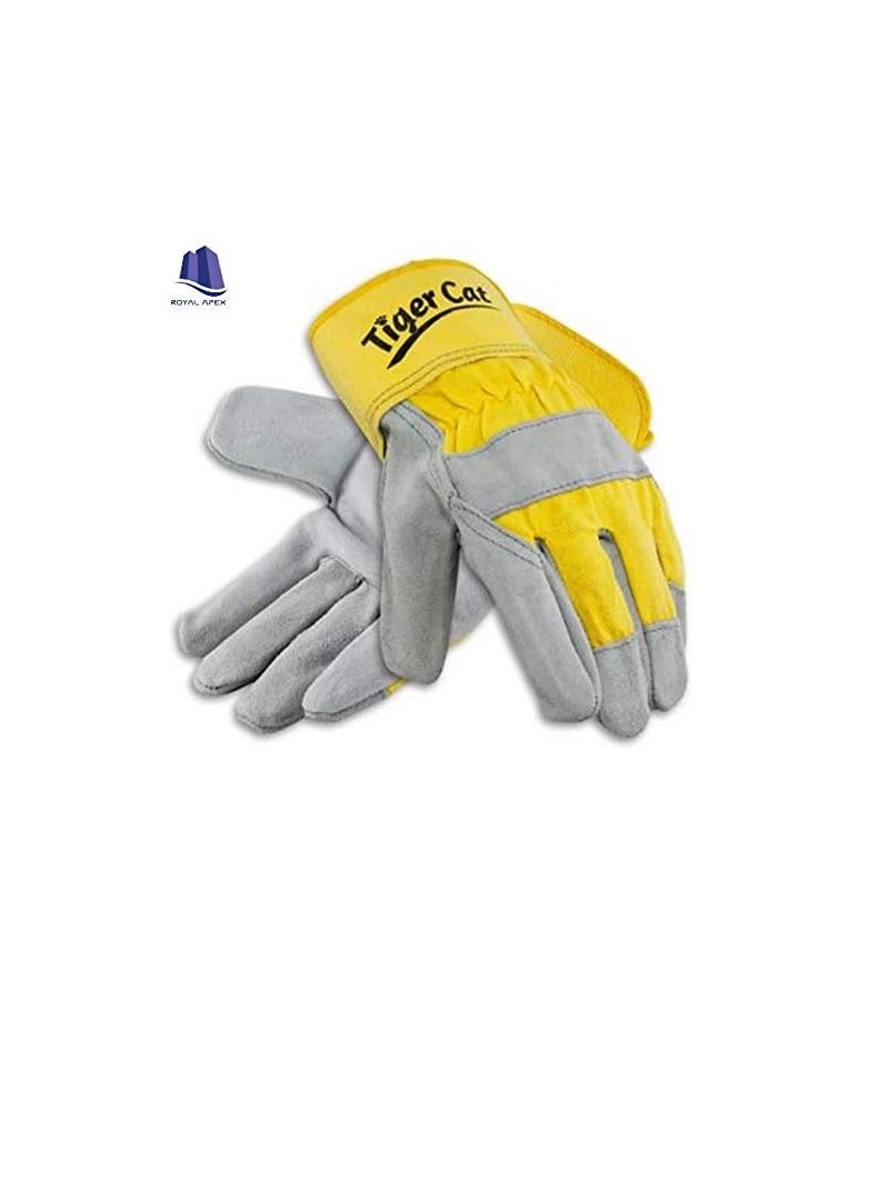 Generic Leather Fitter Gloves, Driver Glove, Winter Outdoor Working Gloves,Suede Leather Palm,Canvas Back  - Image 2