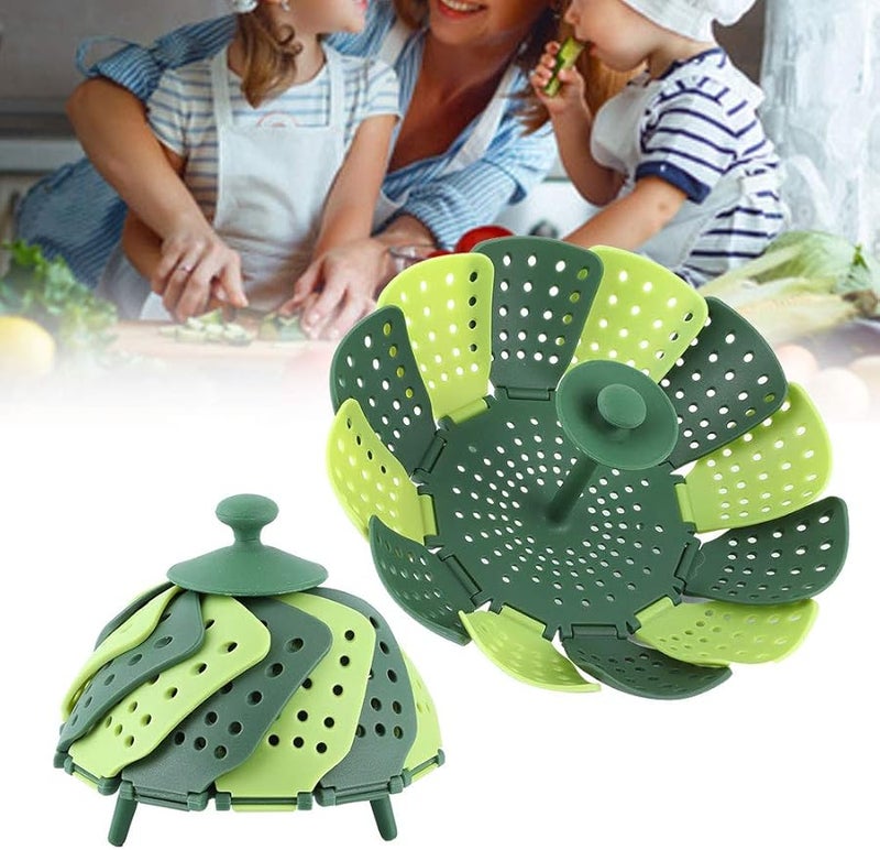 2 قطعة من سلة الحوض القابلة للطي، مصفاة الخضار والفواكه، حامل من البلاستيك PP والمطاط، لأواني الطهي والأطباق - Image 5