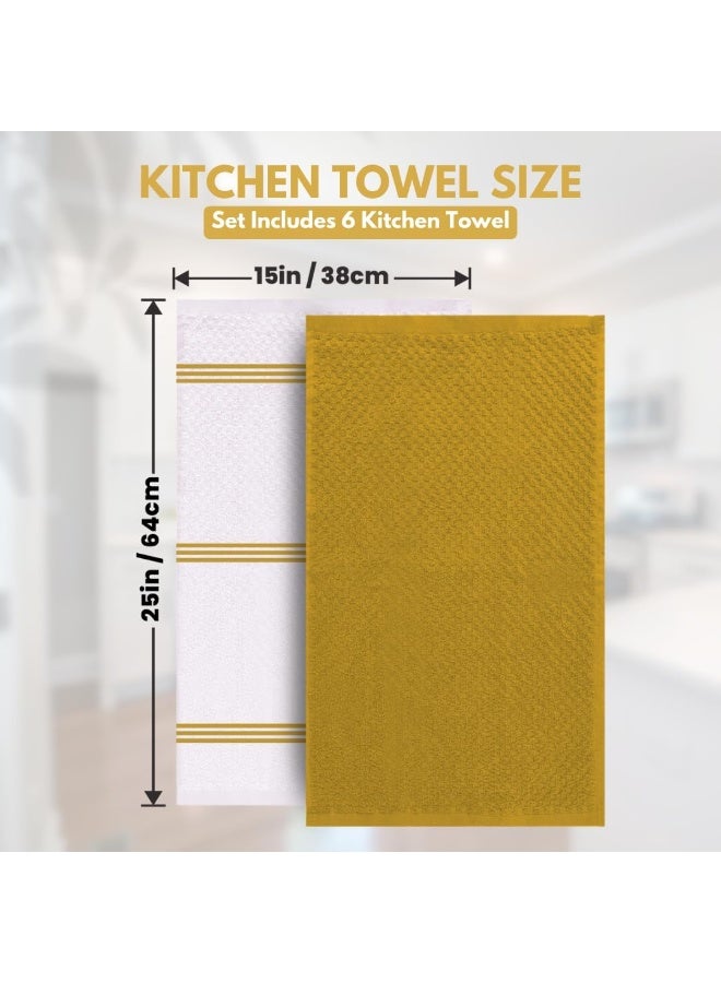 سوفام مناشف المطبخ الفاخرة -حزمة من 6،100 ٪ قطن 40 سم × 64 سم طبق ممتص -425 GSM مناشف الشاي، مناشف مطبخ تيري -قماش صحن أصفر. - Image 4
