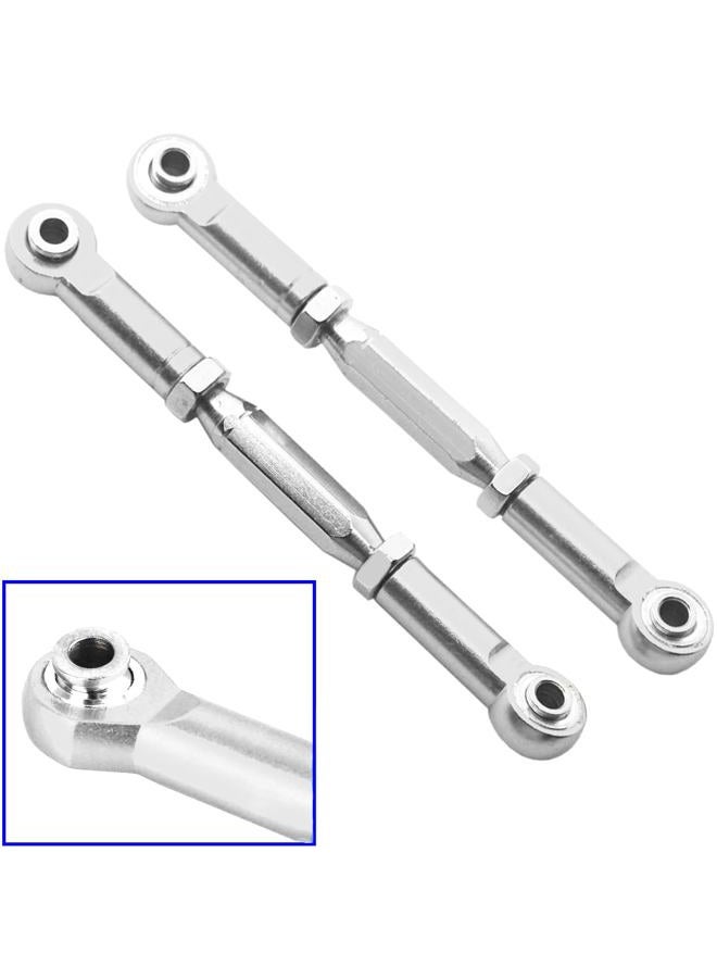 Share Goo ShareGoo 2PCS RC Front Rear Metal Steering Servo Link 80-110mm Adjustable Turnbuckles Camber Linkage Rod Ends for Traxxas Slash 4x4 5807 Stampede HQ727 1/10 RC Car Upgraded Parts,Sliver - Image 2