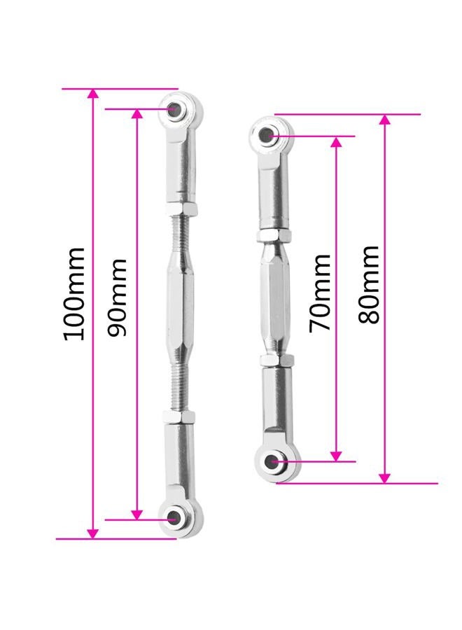 Share Goo ShareGoo 2PCS RC Front Rear Metal Steering Servo Link 80-110mm Adjustable Turnbuckles Camber Linkage Rod Ends for Traxxas Slash 4x4 5807 Stampede HQ727 1/10 RC Car Upgraded Parts,Sliver - Image 5