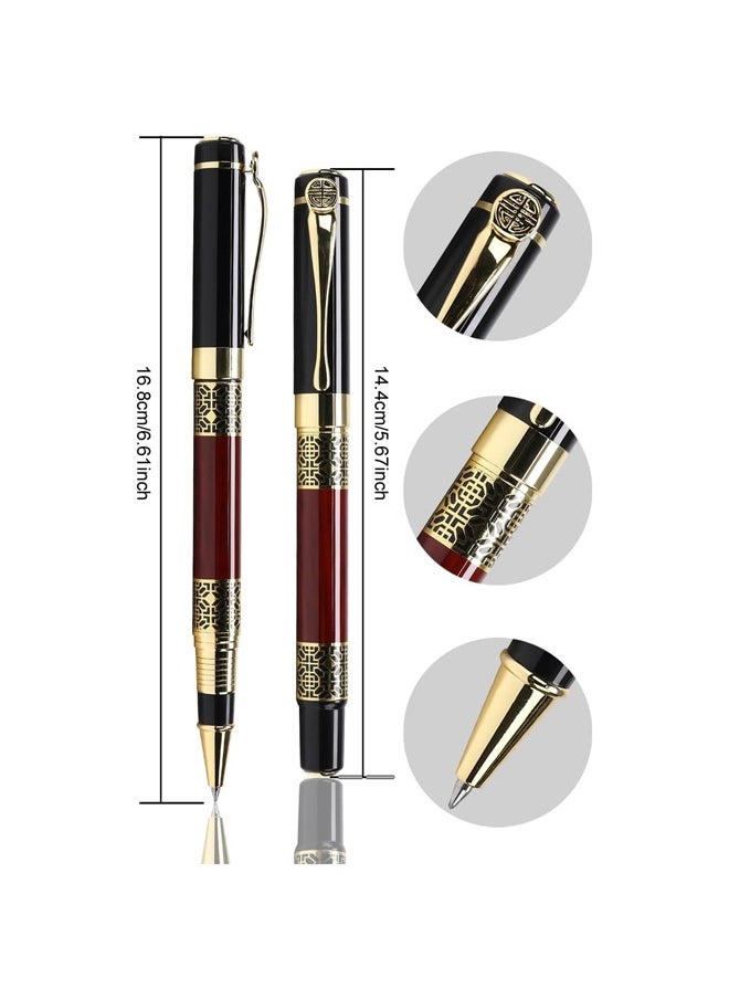 BiuTFon Expert Ballpoint Pen Red Wood Grain with Chrome Trim Luxury, Line 0.5mm Tip Come 2 Pieces Ink Refill, Nice BallPens Classy Gift Box for Student, Executive, Office (Black Ink)  - Image 5