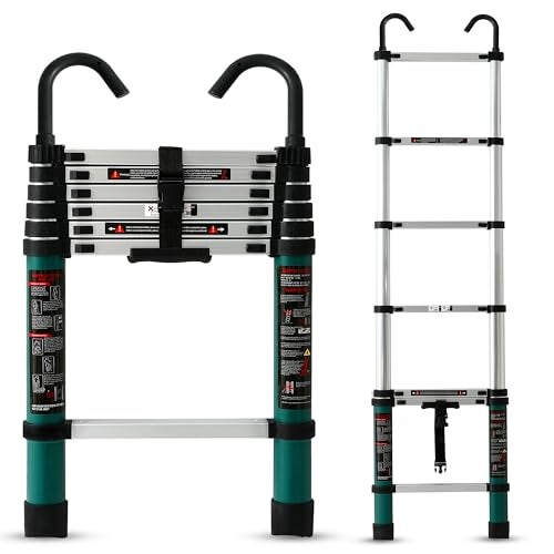 Plantex 2m (6.5 ft.) Aluminium Telescopic Ladder/7-Steps Portable Ladder with Removable Hooks/Foldable Multipurpose Collapsible Ladder for Home & Outdoor Use/2 Years of Warranty - (Green) - Image 1