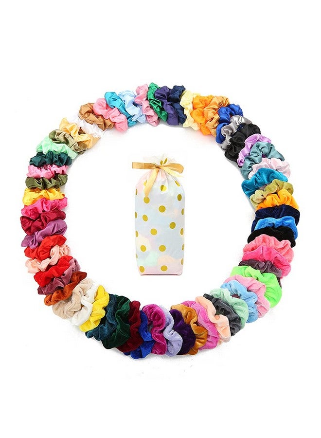 Yanwenx 60 Pcs Scrunchies Soft Velvet Scrunchies And Satin Hair Scrunchies For Girls Silk Elastic Hair Ties Scrunchies For Women Hair Accessories With Gift Bag - Image 1
