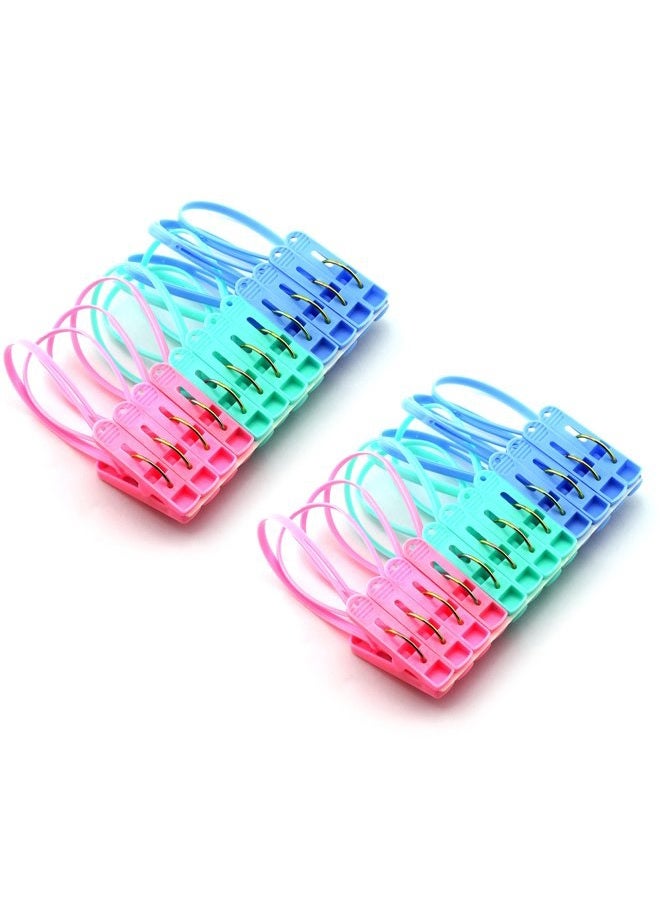 JCBIZ 24Pcs Clothes Peg Clip PinsMulticolor Rope Clip Hanging Clothes line Windproof Hanger Sock Clothes Drying Peg PP Plastic Clips Hooks - Image 1