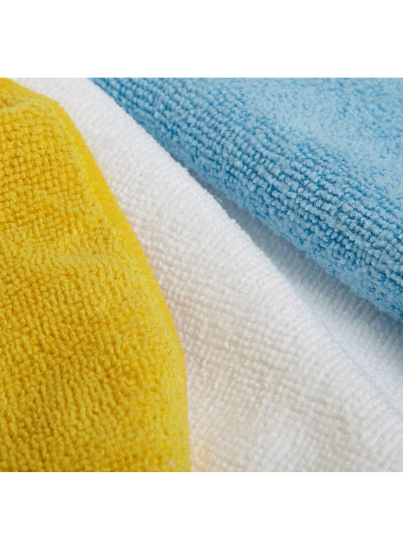Beauenty Microfiber Cleaning Cloth, Non-Abrasive, Reusable and Washable, Pack of 24, Blue/White/Yellow, 30 x 30 cm - Image 2