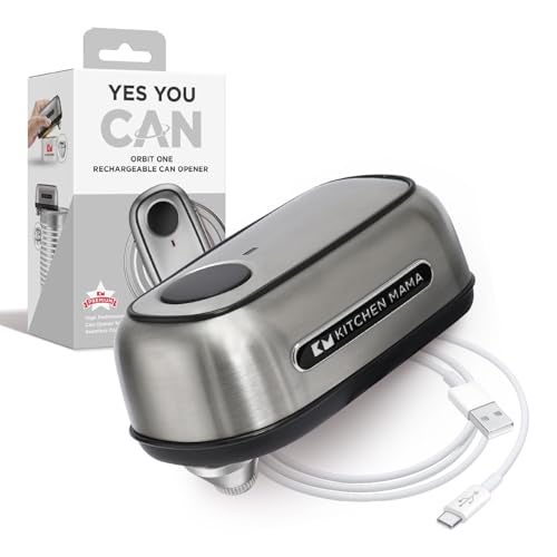 Kitchen Mama Orbit One Stainless Steel Rechargeable Electric Can Opener: Hands-free, USB-C Charging, Automatic Stop, Smooth Edge, Safety, Blade for Large Cans, Heavy Duty, Soda Can and Pop Can - Image 1
