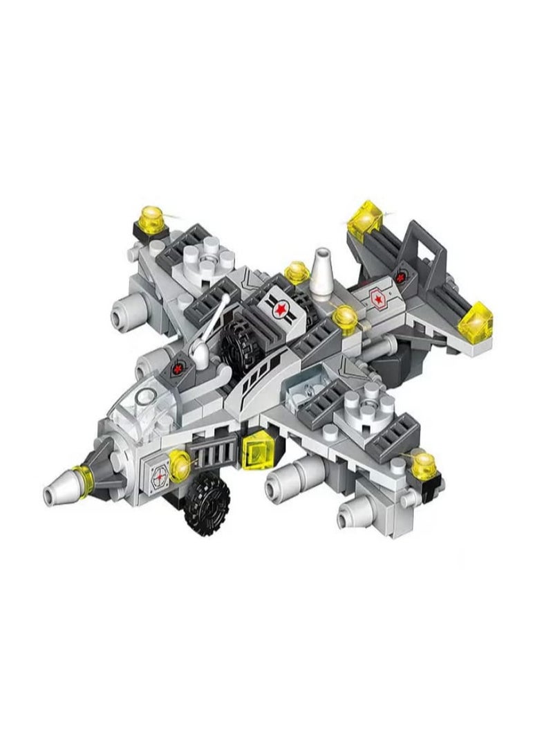 25 في 1 (195+ قطعة) كتل بناء بأشكال متغيرة لعبة بناء طائرة مقاتلة للأطفال - Image 2