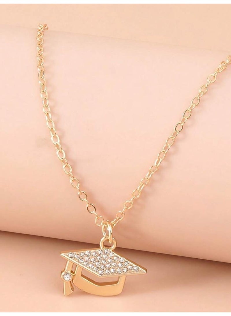 Graduation Accessory Necklace with Elegant Chain and Crystal Graduation Cap Pendant – Keepsake Gift for Graduates - Image 1