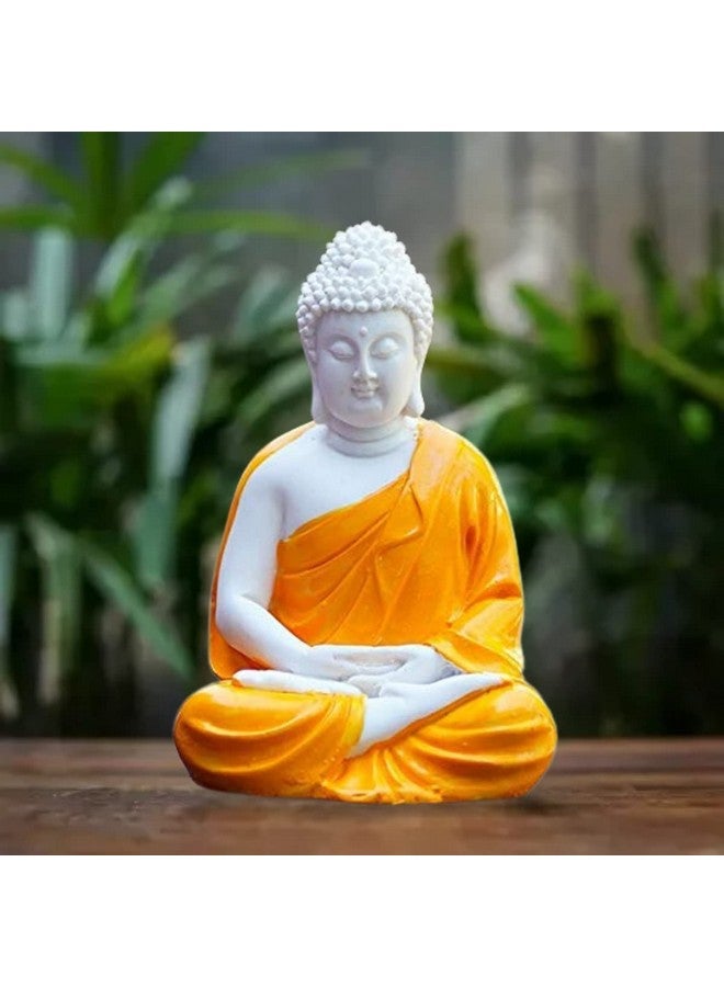 The Advitya Buddha Statue Sitting | Gift Items Premium Rare Handcrafted Polymarble Meditation/Dhyan Lord Figurine/Idol | Decorative/Fengshui/Showpiece (Orange, 5.5-inch) Pack of 1 (Orange), Idol - Image 1