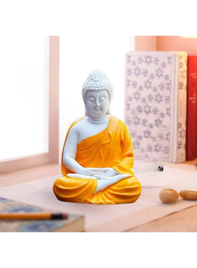 The Advitya Buddha Statue Sitting | Gift Items Premium Rare Handcrafted Polymarble Meditation/Dhyan Lord Figurine/Idol | Decorative/Fengshui/Showpiece (Orange, 5.5-inch) Pack of 1 (Orange), Idol - Image 5