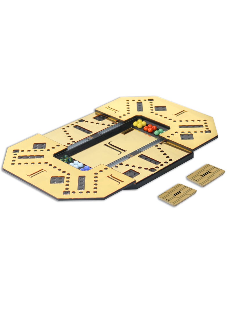 JACKAROO THE ORIGINAL Extendable Gold Edition Black Leather Board 6 Players - Image 1