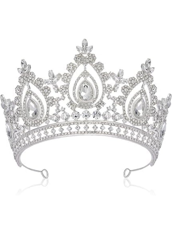 SYOSI Queen Crown for Women, Wedding Tiara for Bride, Princess Crystal Diadem, Royal Pageant Crown with Rhinestones for Quinceanera, Bridal Shower, Prom Night, Pageant Events, Medieval Themed Weddings - Image 1