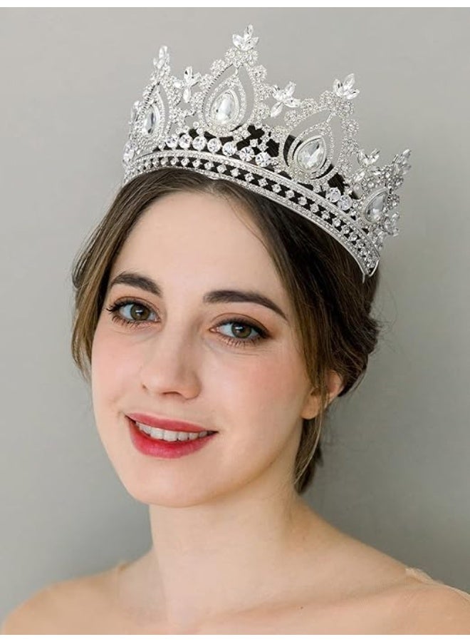 SYOSI Queen Crown for Women, Wedding Tiara for Bride, Princess Crystal Diadem, Royal Pageant Crown with Rhinestones for Quinceanera, Bridal Shower, Prom Night, Pageant Events, Medieval Themed Weddings - Image 5