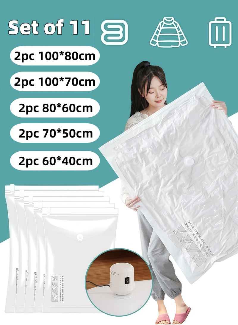 Vacuum Compression Storage Bags with Electric Vacuum Air Pump Space Saver Bags Vacuum Sealer Compression Bags Home Packing Organizers  for Comforters Blankets, Clothes  - Image 1