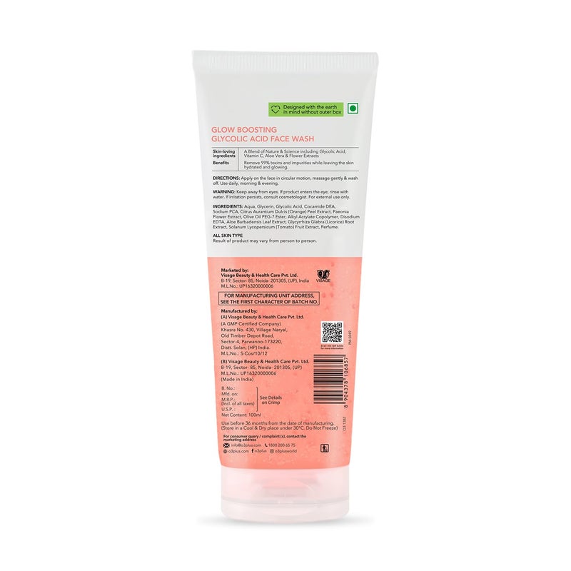 O3 Glow Boosting Glycolic Acid Brightening Face Wash 100ml - Image 2