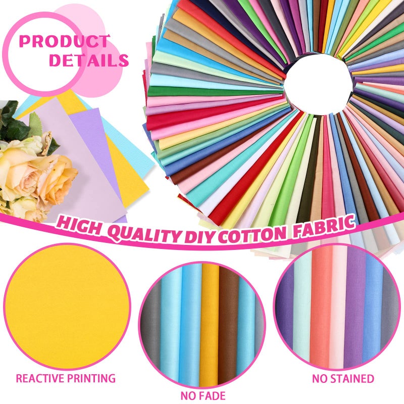 Tudomro 120 Pcs 10 x 10 Inch Solid Multicolor Cotton Fabric Bundles Squares Fat Quarters Precut Quilting Fabric Sewing Material Color Analysis Draping Kit for Beginner DIY Sewing Patchwork Craft - Image 4
