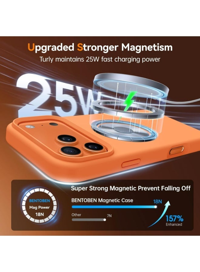 غطاء سيليكون سائل مخصص لهاتفiPhone 17 Pro Max، متوافق مع خاصية MagSafe، مقاوم للصدمات، لا يظهر البصمات ولا يصفر مع الوقت، باللون البرتقالي - Image 5