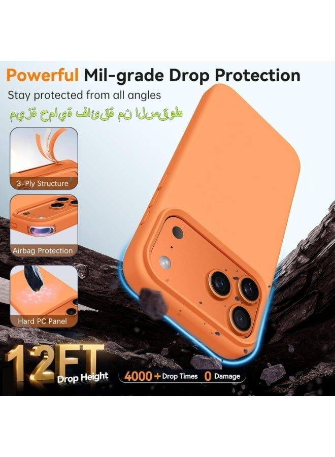 غطاء سيليكون سائل مخصص لهاتفiPhone 17 Pro Max، متوافق مع خاصية MagSafe، مقاوم للصدمات، لا يظهر البصمات ولا يصفر مع الوقت، باللون البرتقالي - Image 4