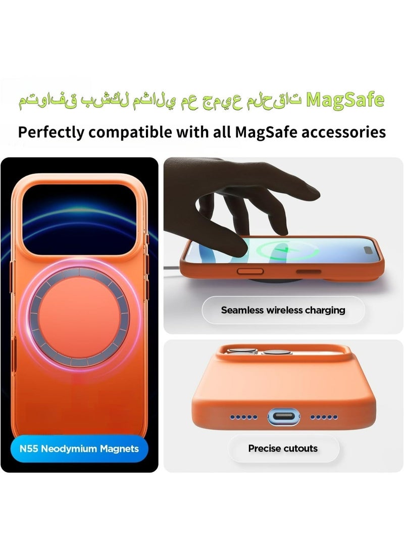 غطاء آيفون 17 برو ماكس من السيليكون السائل، متوافق مع MagSafe، مقاوم للصدمات بدرجة عسكرية، مضاد للاصفرار والانزلاق والبصمات، بتصميم أنيق وناعم ورفيع (برتقالي) - Image 4