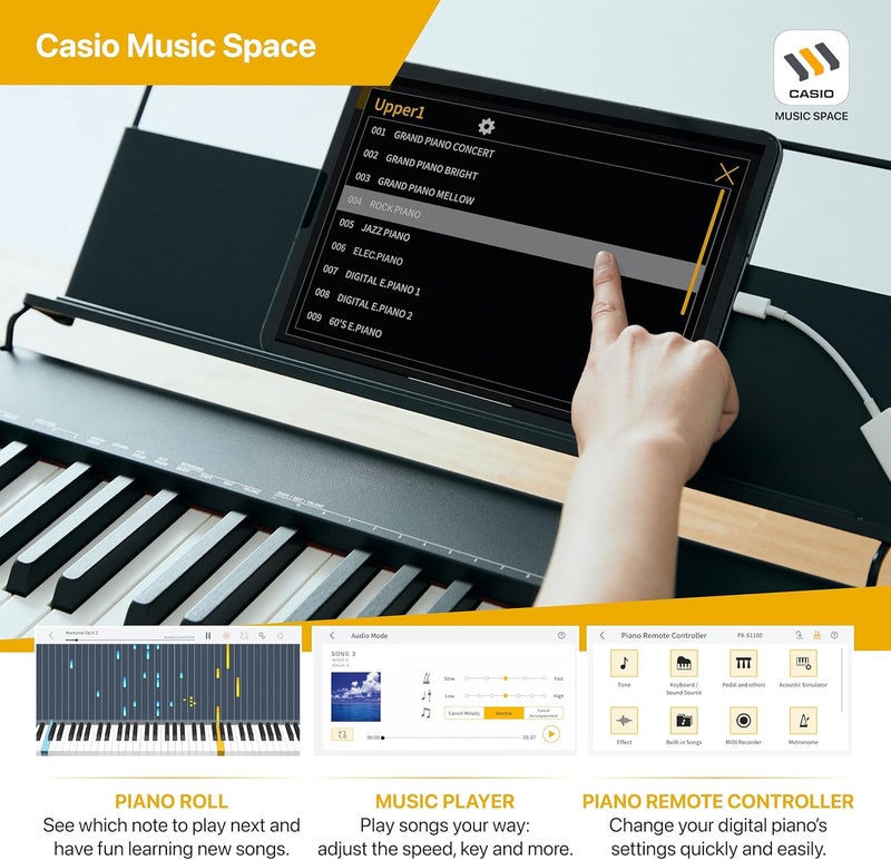 CASIO CDP-S110BKC5 Digital Piano - 88 Keys, Scaled Hammer Action Keyboard, 10 Tones, 2 Demo Songs, Black - Image 5
