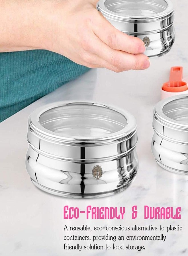 Ammantran Stainless Steel Food Grade Container, See Thru Jenny Puri Dabba, Ideal for Storing Snacks, Chocolates, Dry Fruits and Carrying for Travel, Picnic, School, Office [250ml, 6pcs] - Image 5