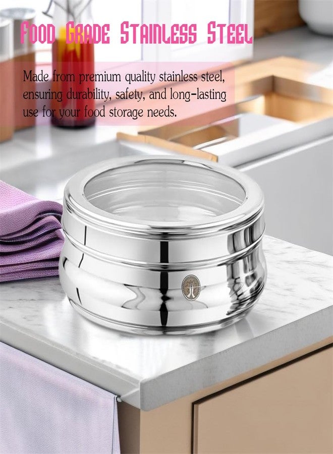 Ammantran Stainless Steel Food Grade Container, See Thru Jenny Puri Dabba, Ideal for Storing Snacks, Chocolates, Dry Fruits and Carrying for Travel, Picnic, School, Office [250ml, 6pcs] - Image 3