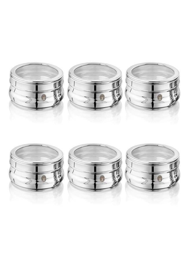 Ammantran Stainless Steel Food Grade Container, See Thru Jenny Puri Dabba, Ideal for Storing Snacks, Chocolates, Dry Fruits and Carrying for Travel, Picnic, School, Office [250ml, 6pcs] - Image 1