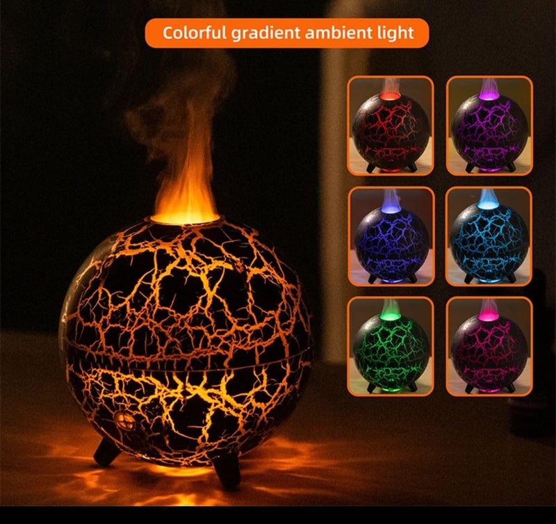 FLOJOY Asian 200ML 3D Fire Flame Planet Essential Oil fire Diffuser Humidifier works USB with 7 Cracked Colour changing Led Light Cool Mist Mini Portable Diffuser for Home Office Bedroom Spa Gyms - Image 5