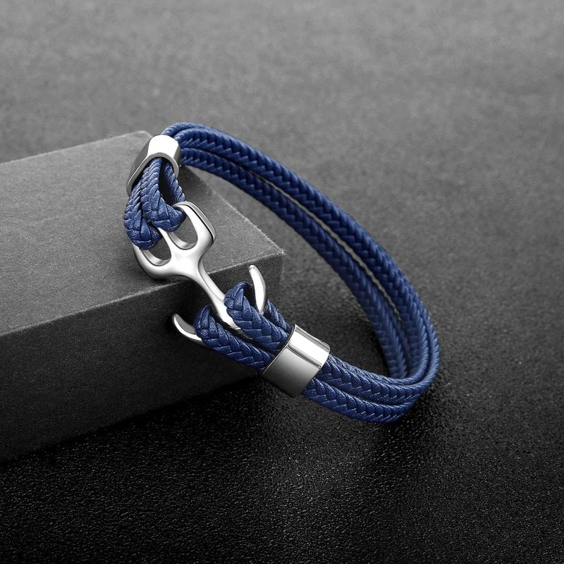 Excefore Unisex Handmade Multilayer Vintage Anchor Cuff Bracelet for Stylish Accessory - Image 2