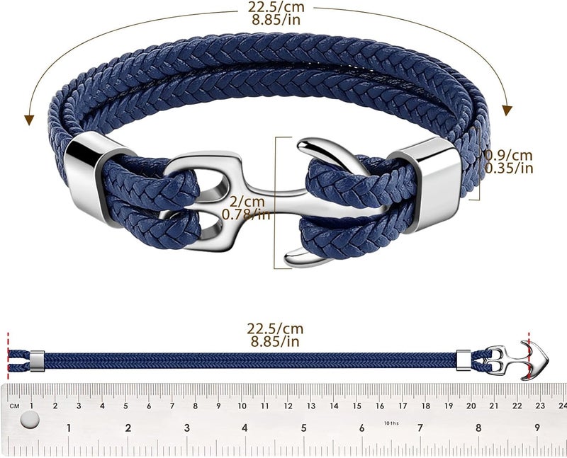 Excefore Unisex Handmade Multilayer Vintage Anchor Cuff Bracelet for Stylish Accessory - Image 4