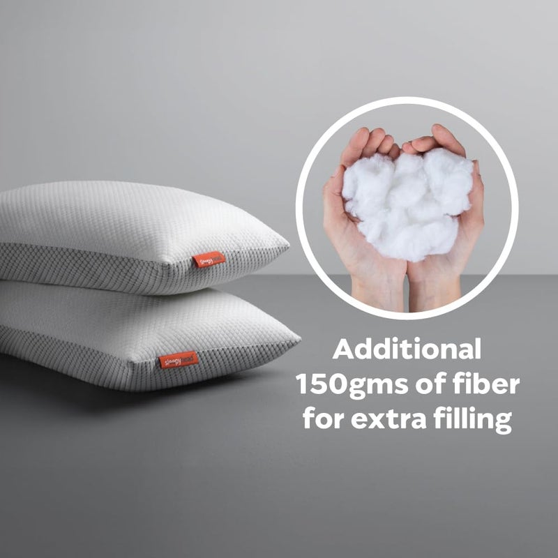 Sleepyhead Sleepyhead Hollow Fiber Pillow (Grey & White, 26X16 Inches) -Set Of 2(Polyester) - Image 5