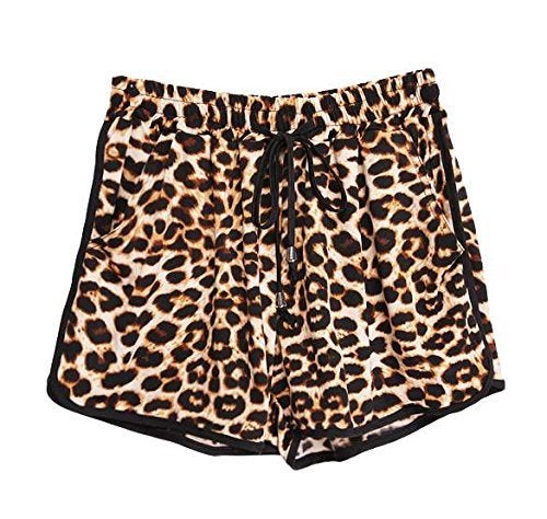 Kafeimali Women's Fashion Summer Leopard Beach Shorts Casual Short Pants (L) - Image 3