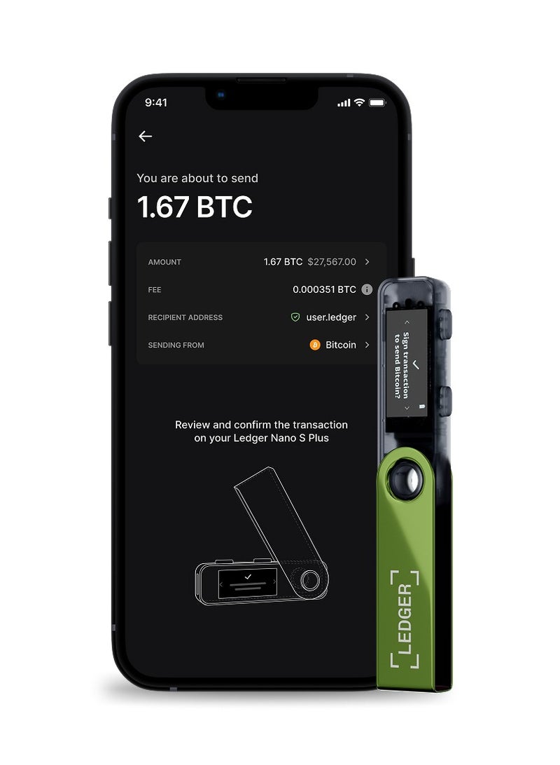 Ledger Nano S Plus Hardware Wallet | Safest Crypto & NFT Cold Storage, OLED Screen, Type-C Connectivity, 5000+ Coins Supported, for Android, MacOS & Windows - Oxidate Green - Image 3