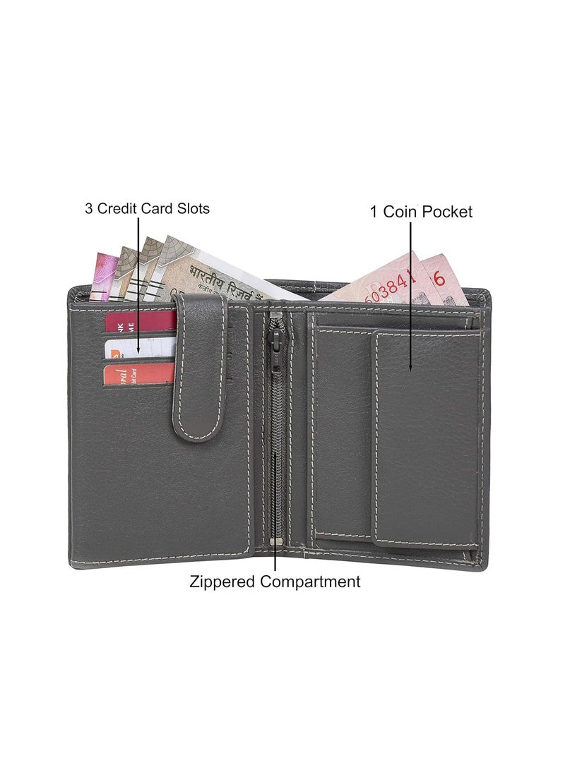 URBANFOREST URBAN FOREST Men's Leather Wallet (UBF130GRY1018, Grey) - Image 4