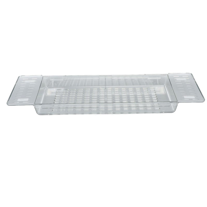 Bathtub Tray Table Extendable Draining Large Capacity Waterproof Bath Shelf for Bathroom Transparent - Image 1
