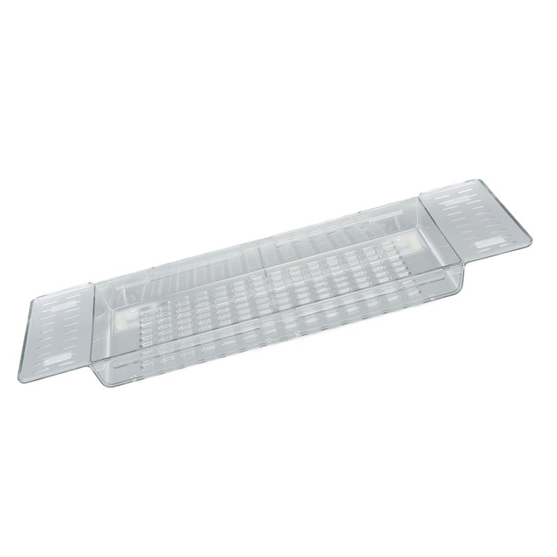 Bathtub Tray Table Extendable Draining Large Capacity Waterproof Bath Shelf for Bathroom Transparent - Image 4