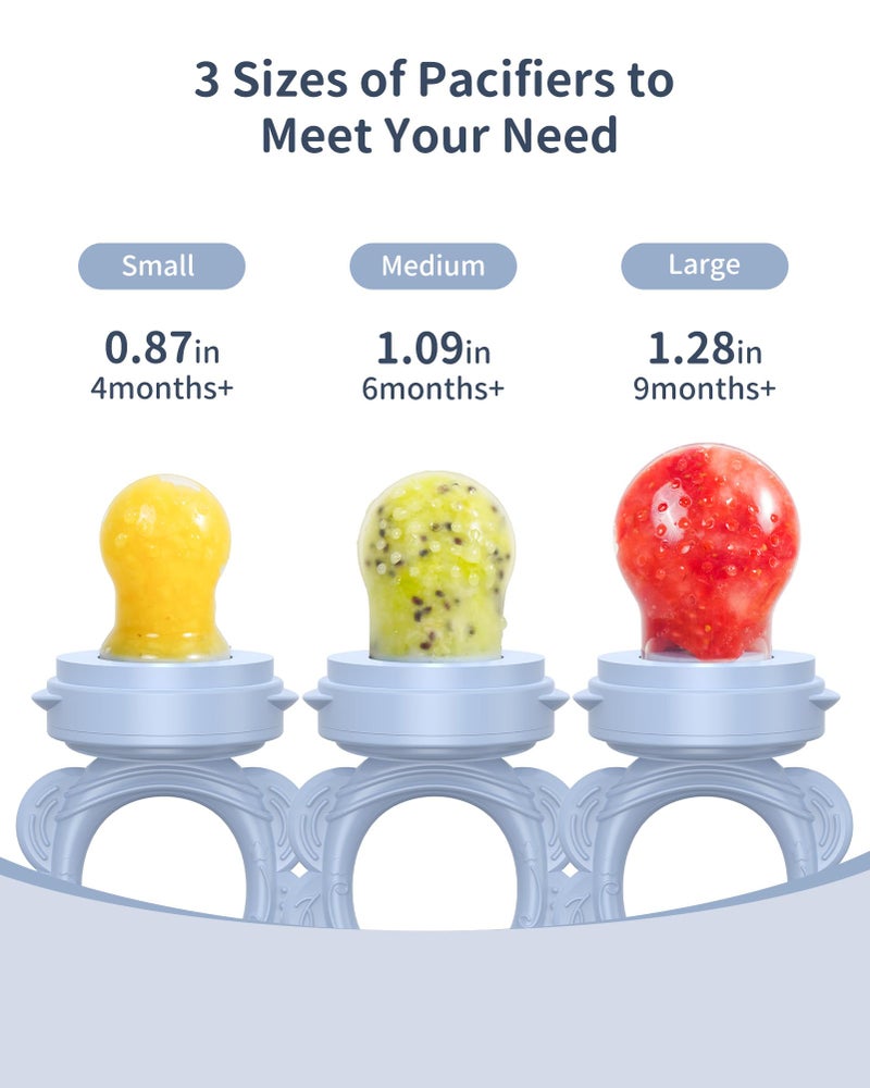 melican Silicone Baby Fruit Food Feeder (2 Pack) with Freezer Nibble Tray, Breastmilk Popsicle Molds for Baby Teething Relief, Silicone Feeder for Safe Infant Self Feeding, BPA Free, Dishwasher Safe, 3 Month+ - Image 5