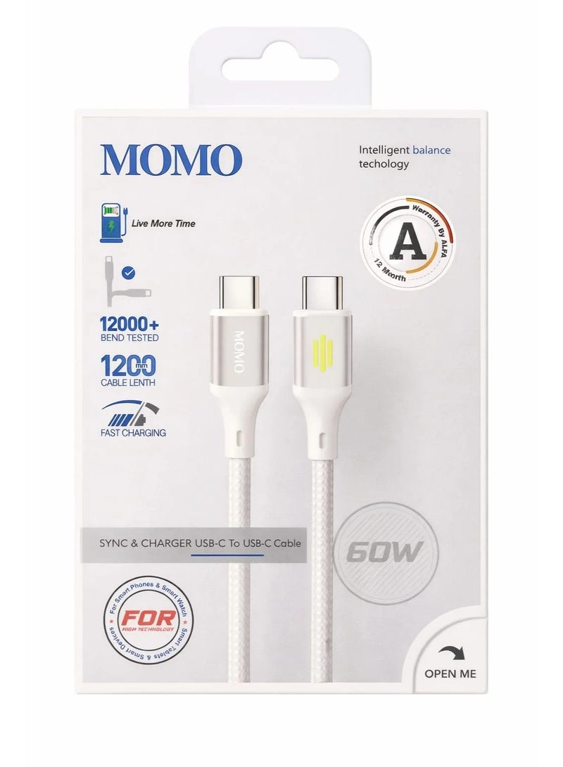 كابل شحن مومو USB-C إلى USB-C بقوة 60 وات 011037 - أداء فائق