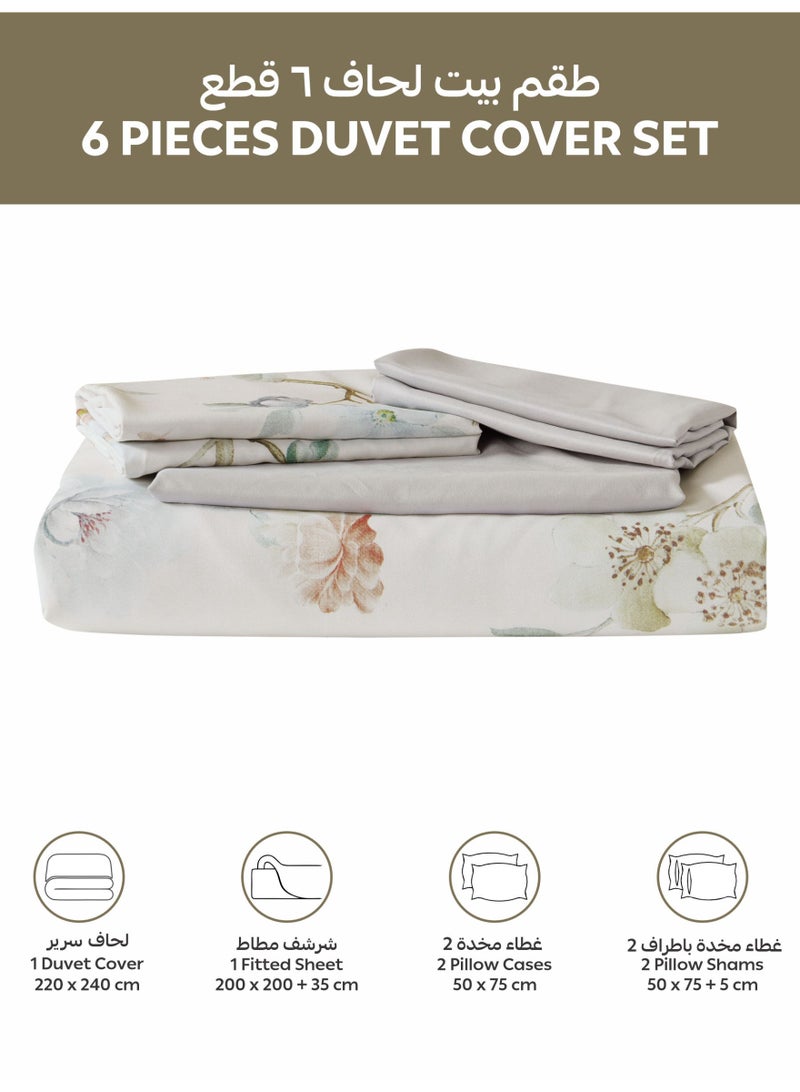 Donetella Digital Print Duvet cover Set, King Size 220x240 cm - 6-Pcs Bed Set, ,Emirate Collection, Microfiber - 1 Duvet Cover, 1 Fitted Sheet, 2 Pillow Shams, 2 Pillowcases (Filler Not Include) - Image 4