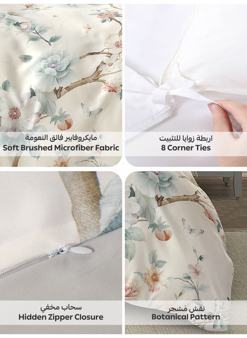 Donetella Digital Print Duvet cover Set, King Size 220x240 cm - 6-Pcs Bed Set, ,Emirate Collection, Microfiber - 1 Duvet Cover, 1 Fitted Sheet, 2 Pillow Shams, 2 Pillowcases (Filler Not Include) - Image 5