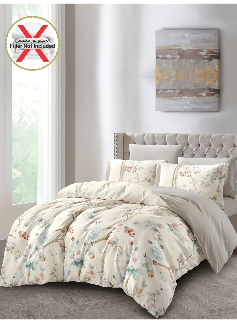 Donetella Digital Print Duvet cover Set, King Size 220x240 cm - 6-Pcs Bed Set, ,Emirate Collection, Microfiber - 1 Duvet Cover, 1 Fitted Sheet, 2 Pillow Shams, 2 Pillowcases (Filler Not Include)
