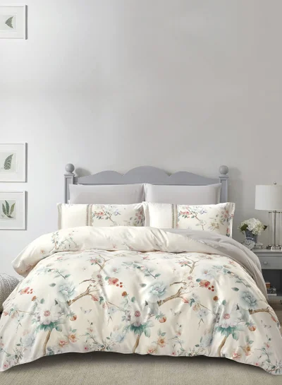 Donetella Digital Print Duvet cover Set, King Size 220x240 cm - 6-Pcs Bed Set, ,Emirate Collection, Microfiber - 1 Duvet Cover, 1 Fitted Sheet, 2 Pillow Shams, 2 Pillowcases (Filler Not Include)